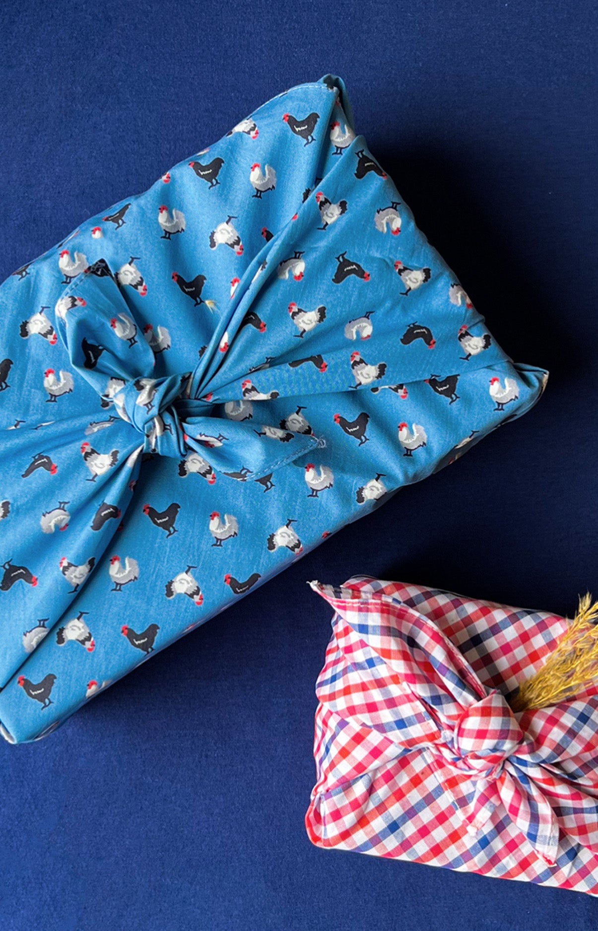 Furoshiki Accessoire Carreaux & Poules Rouge 1