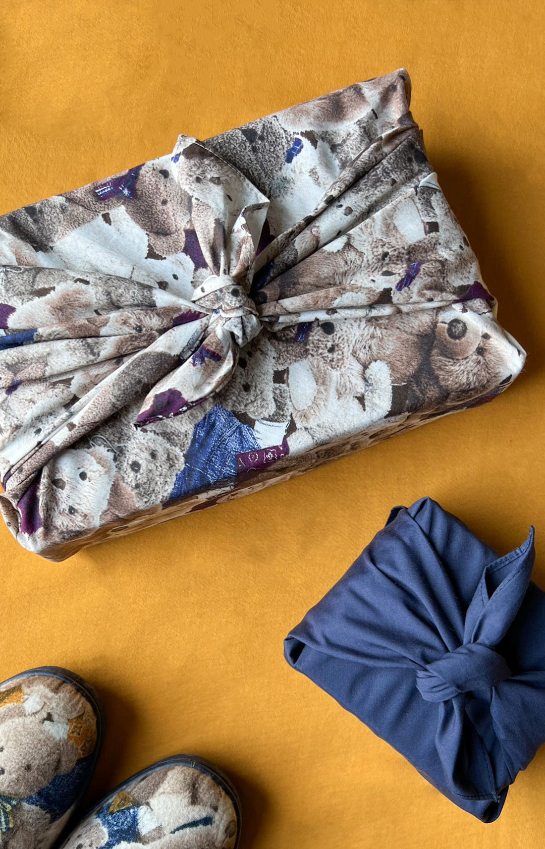 Furoshiki Accessoire Uni & Teddy Beige et Marron 1