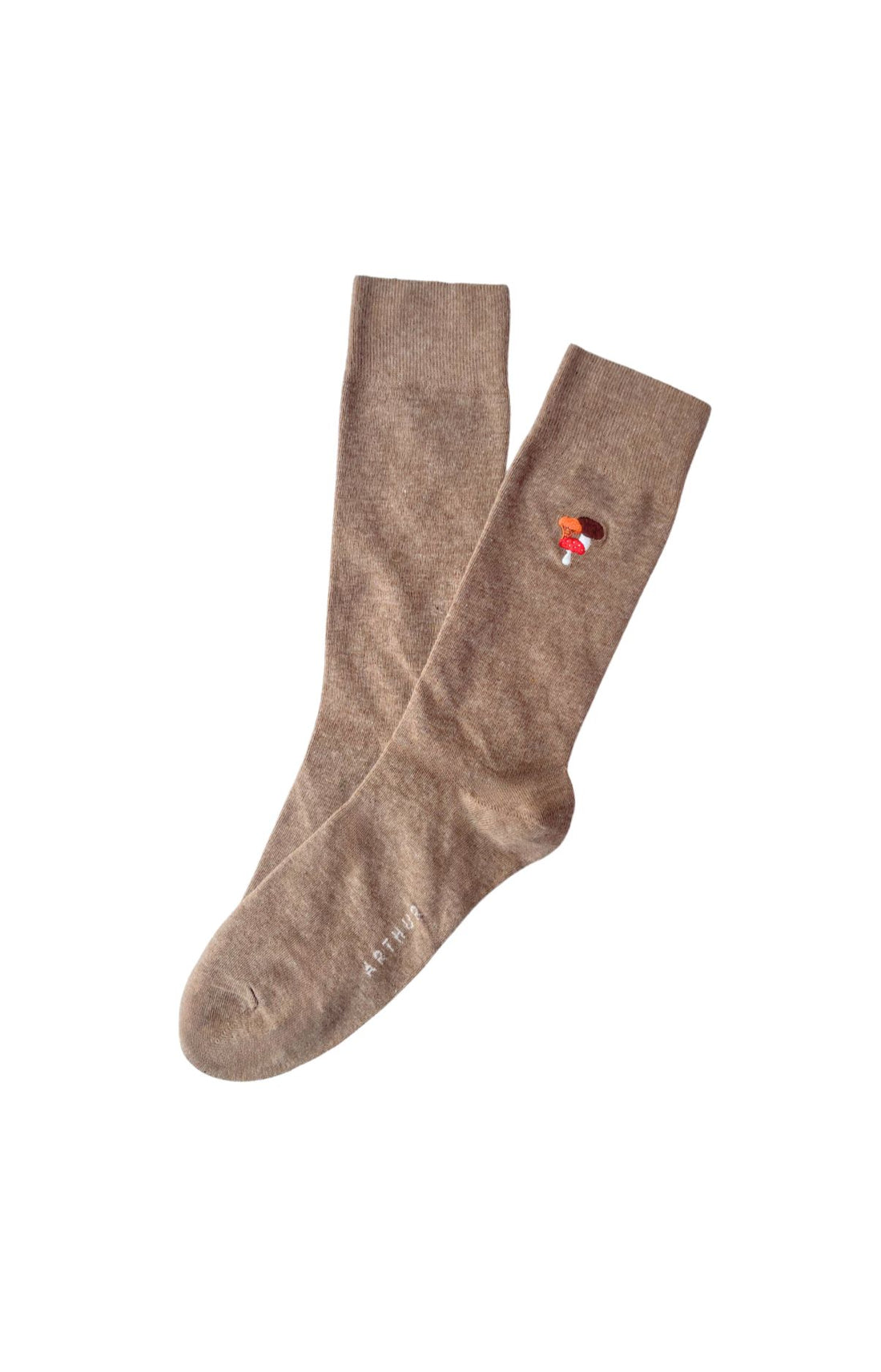 Chaussettes Homme brodées Champignon Beige et Marron 1