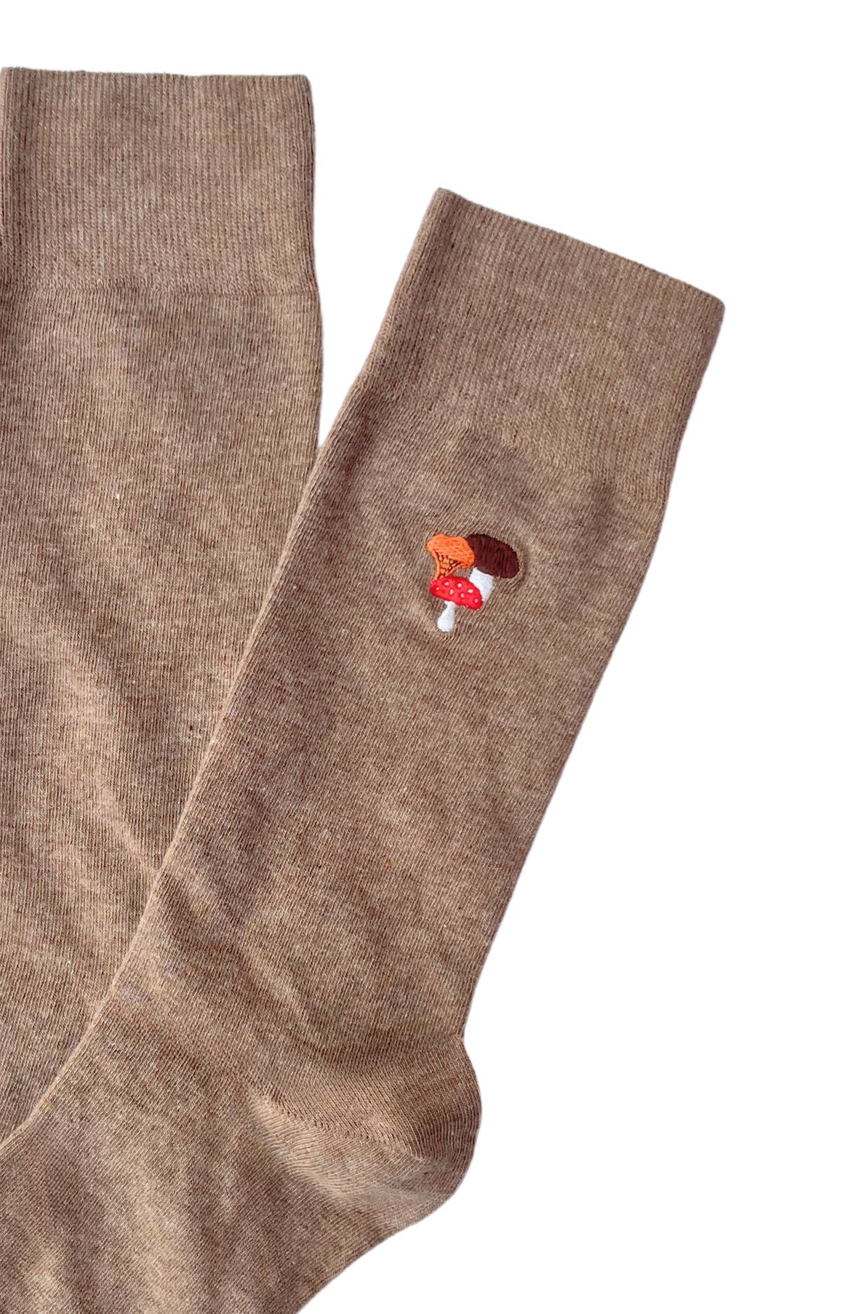 Chaussettes Homme brodées Champignon Beige et Marron 2