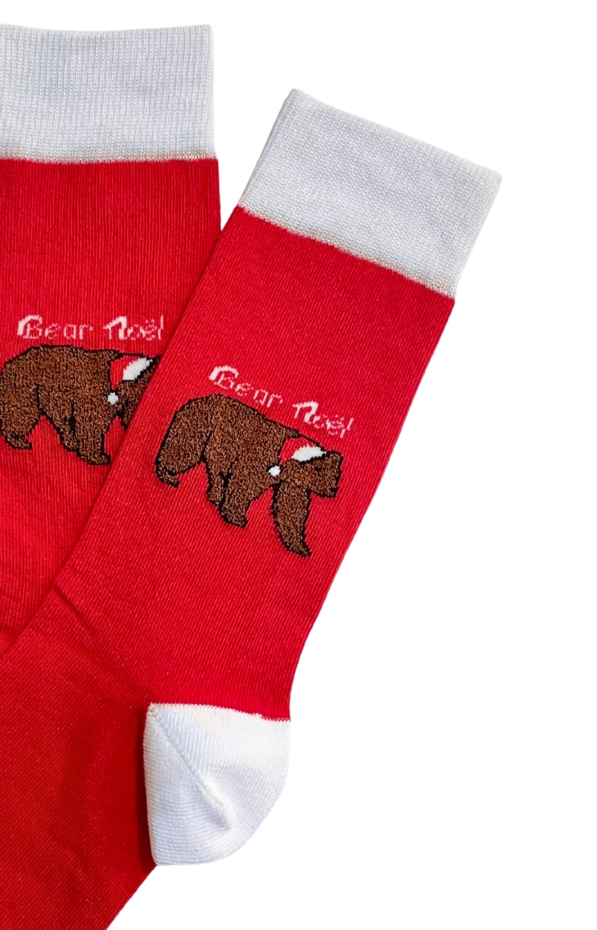 Chaussettes femme ours noël rouge et blanc 2