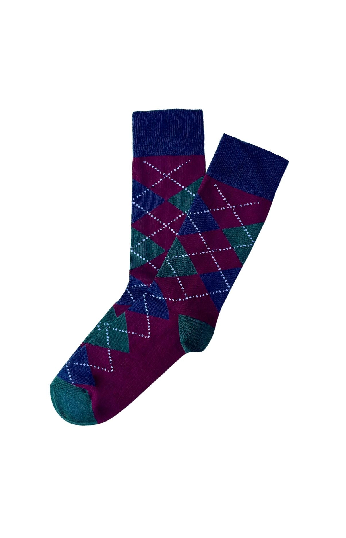 Chaussettes Homme Carreaux Violet et Bordeaux 1