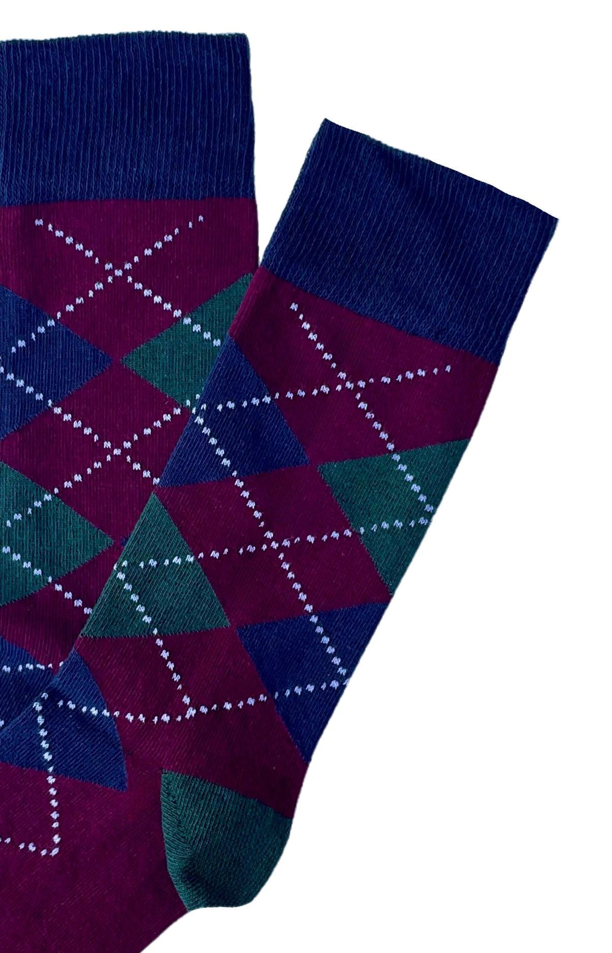 Chaussettes Homme Carreaux Violet et Bordeaux 2