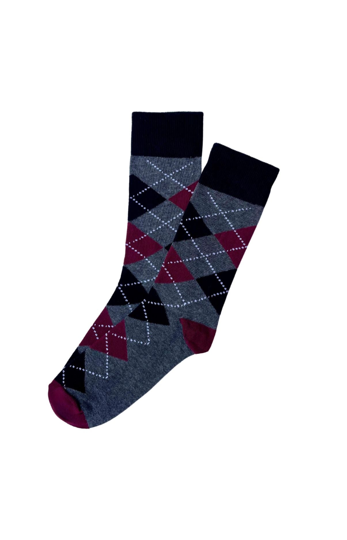 Chaussettes Homme Carreaux Violet et Bordeaux 3
