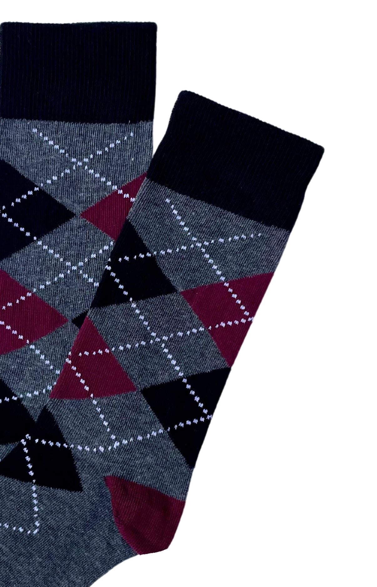 Chaussettes Homme Carreaux Violet et Bordeaux 4