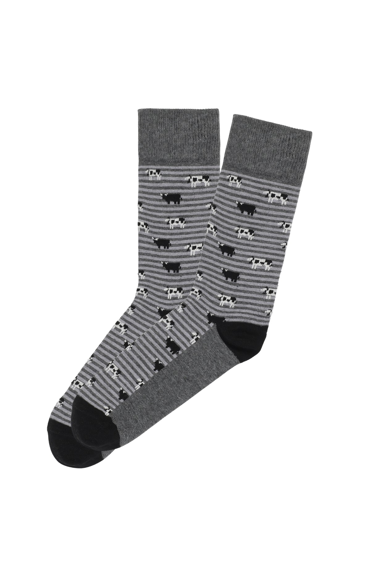 Chaussettes homme rayé gris vache campagne 1
