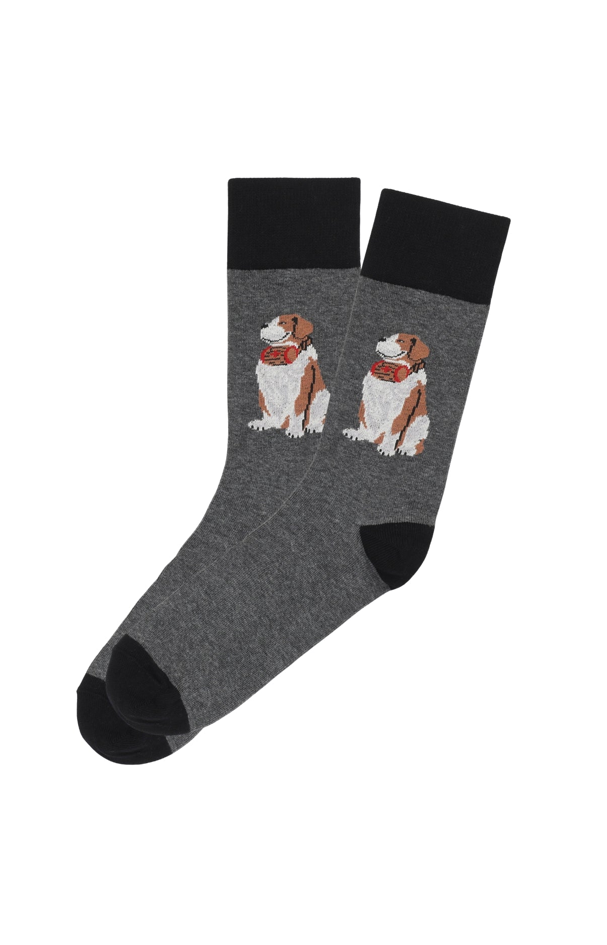 Chaussettes homme gris chien saint bernard 1