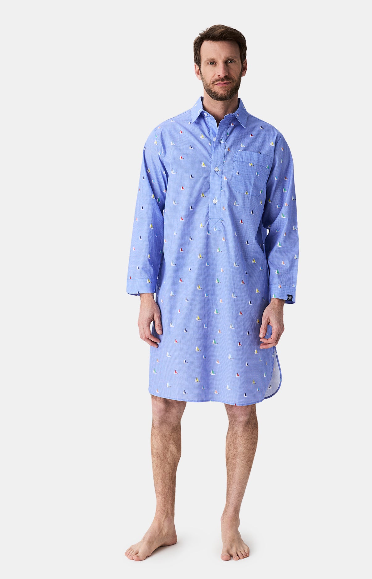 Chemise de nuit homme voilier bleu 4