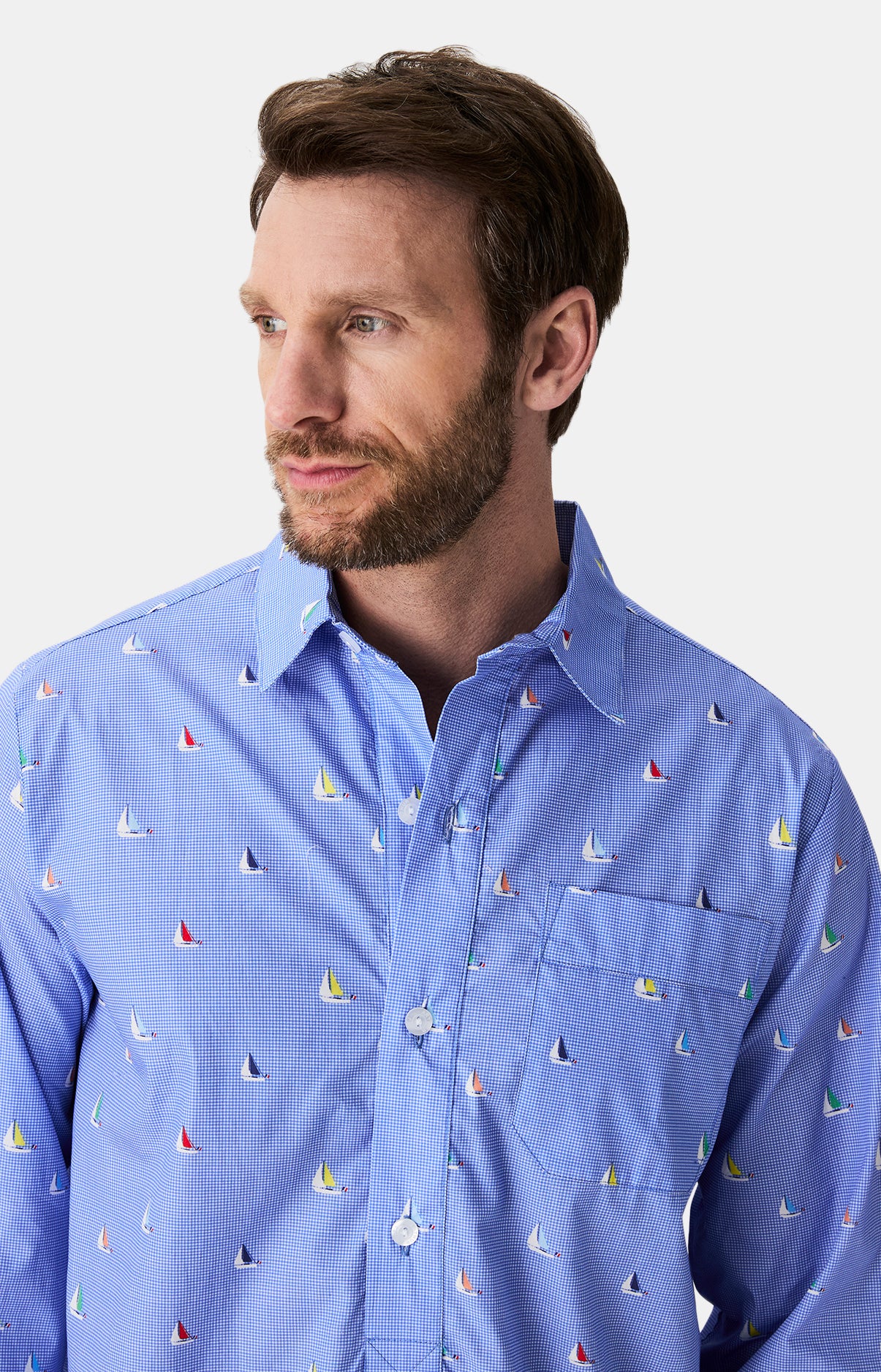 Chemise de nuit homme voilier bleu 2