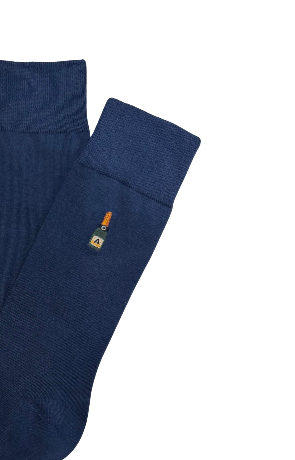 Chaussettes coton brodées champagne homme 2