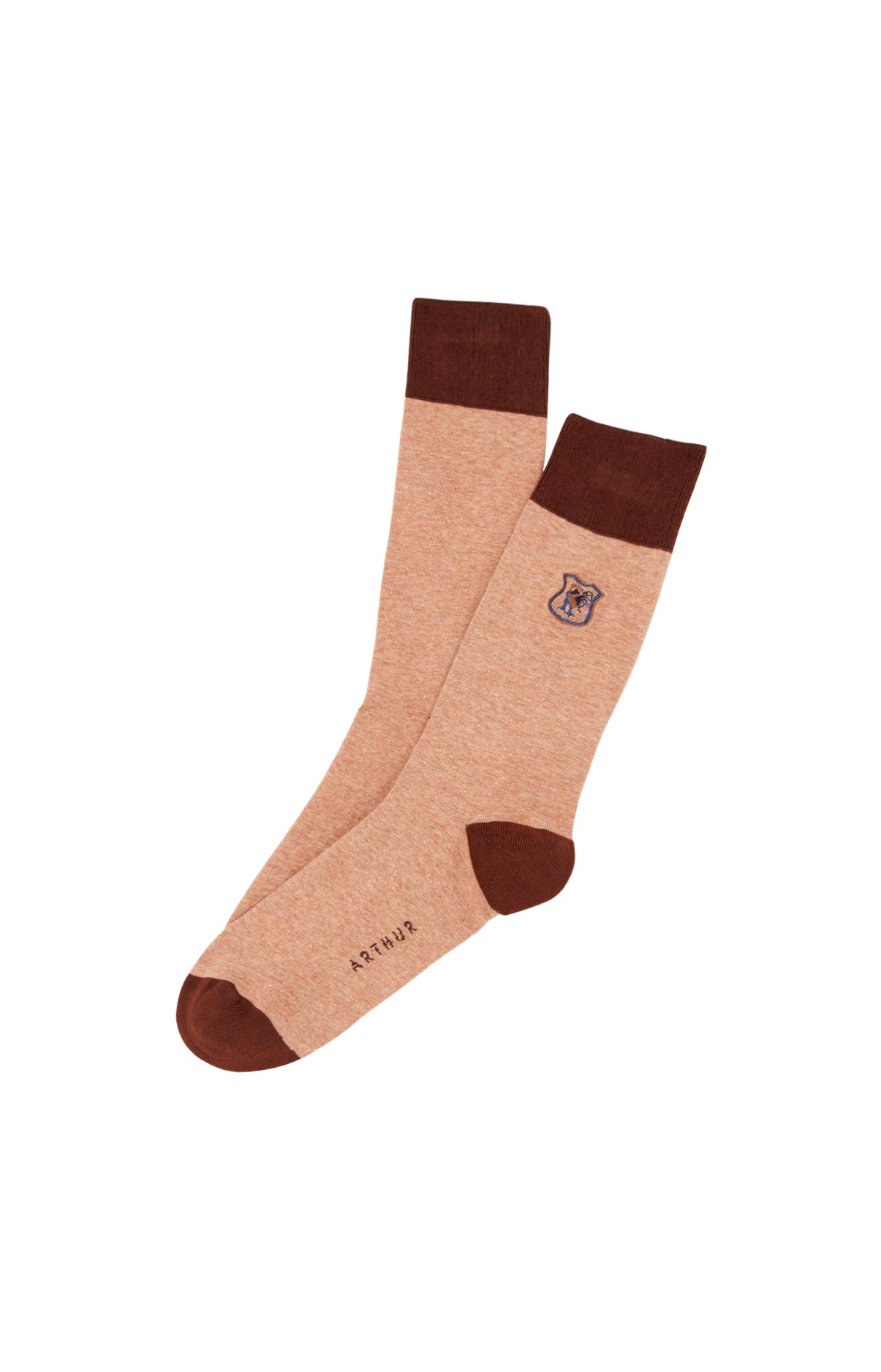 Chaussettes Homme brodées Rugby Beige et Marron 1