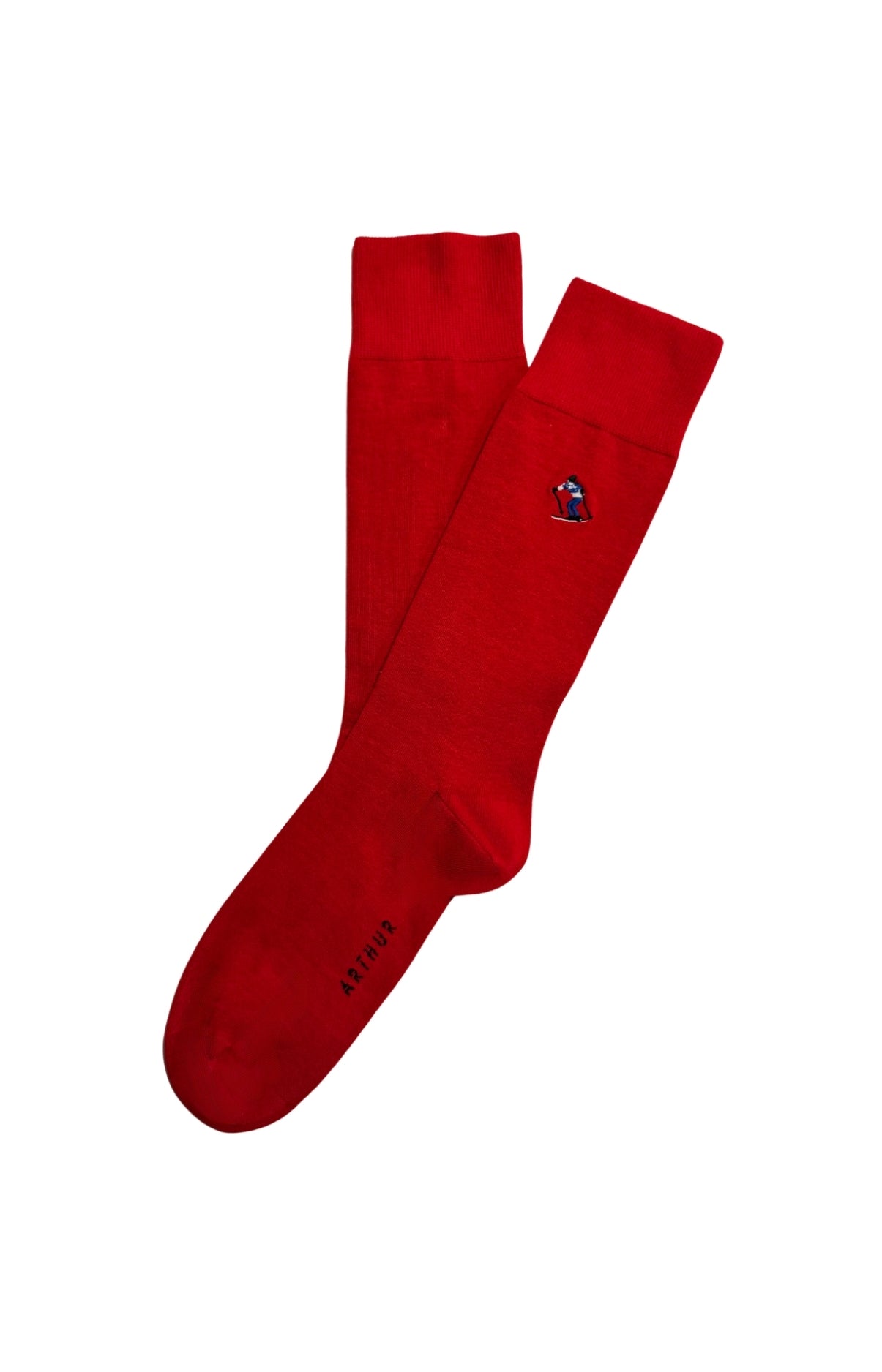 Chaussettes coton brodées ski homme 1