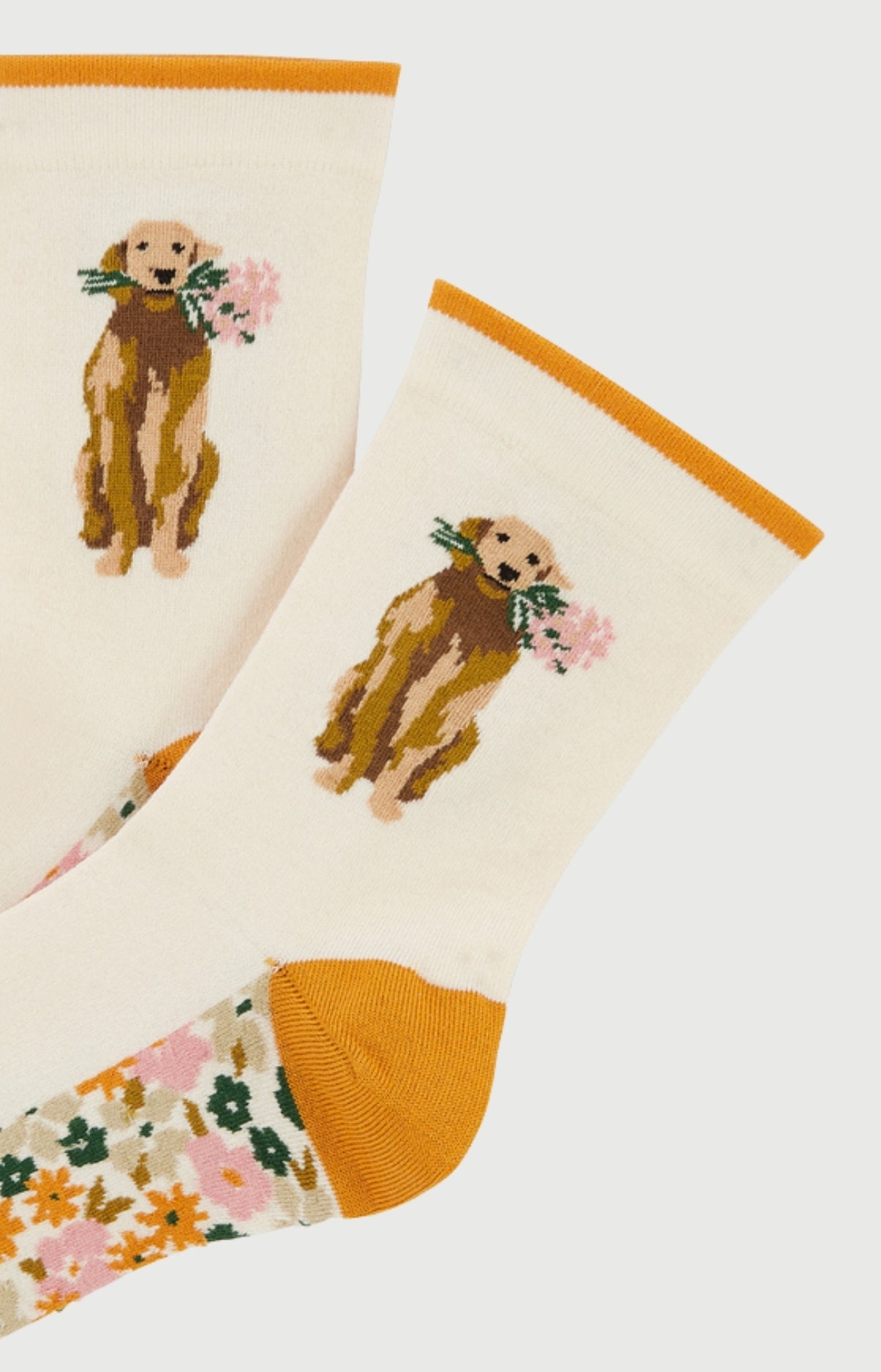Chaussettes Femme Nina Imprimé chien labrador avec fleurs 2