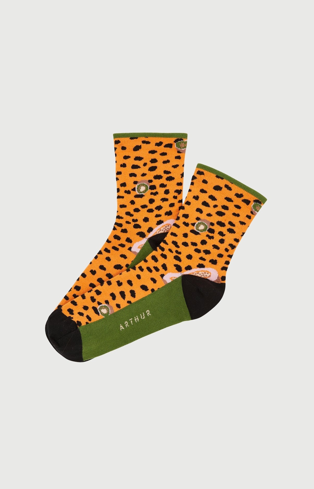Chaussettes Femme Dolce vitamines Imprimé papayes et kiwis oranges et verts 1