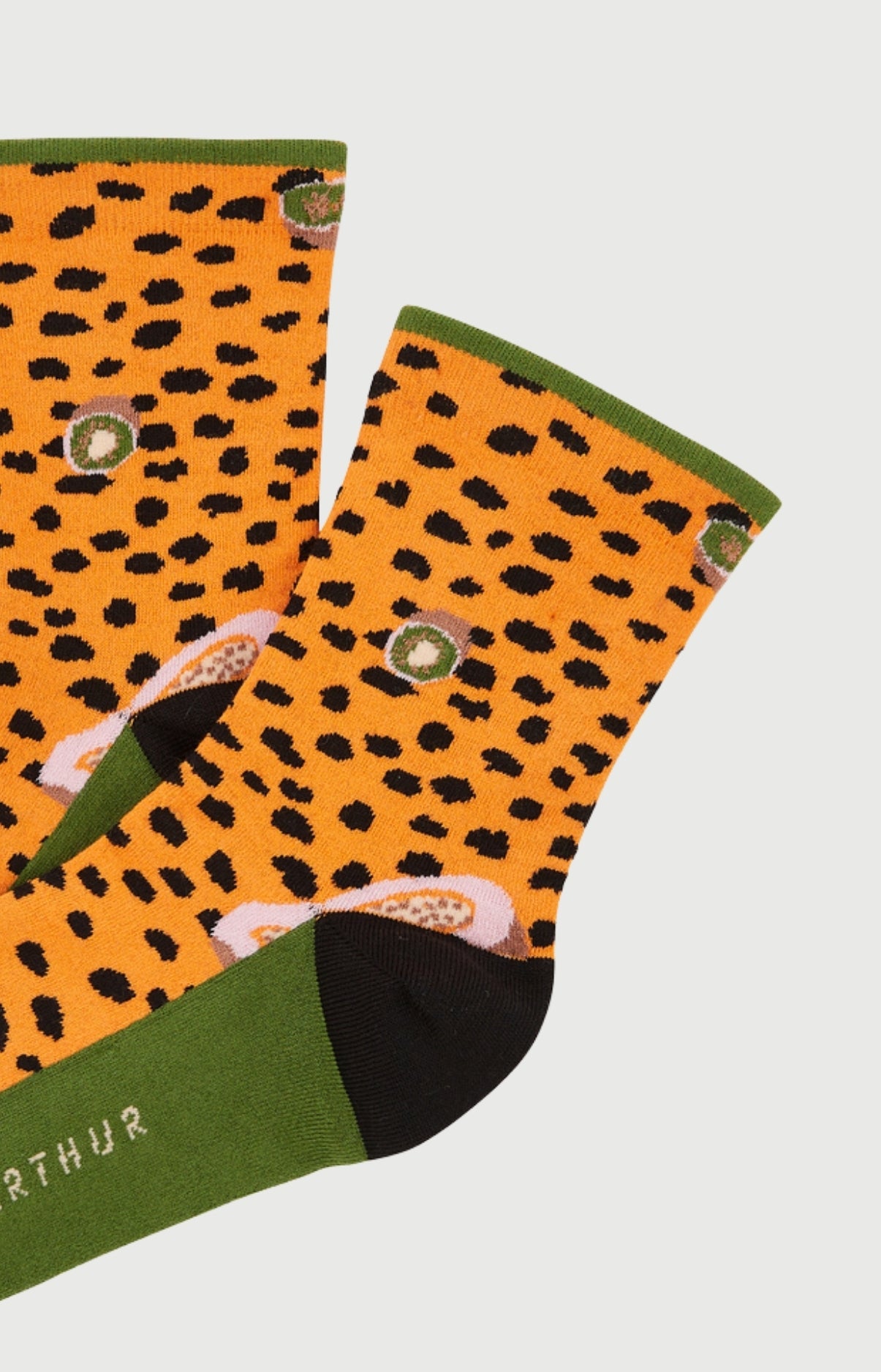 Chaussettes Femme Dolce vitamines Imprimé papayes et kiwis oranges et verts 2