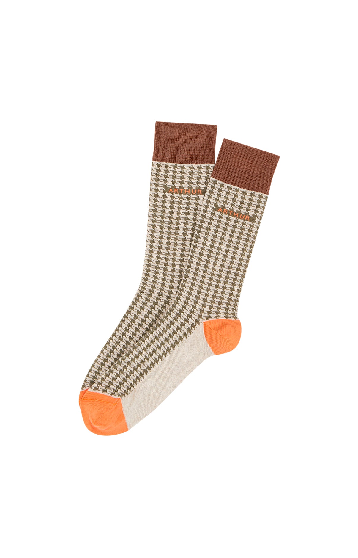 Chaussettes Homme Pied de poule Beige et Marron 5