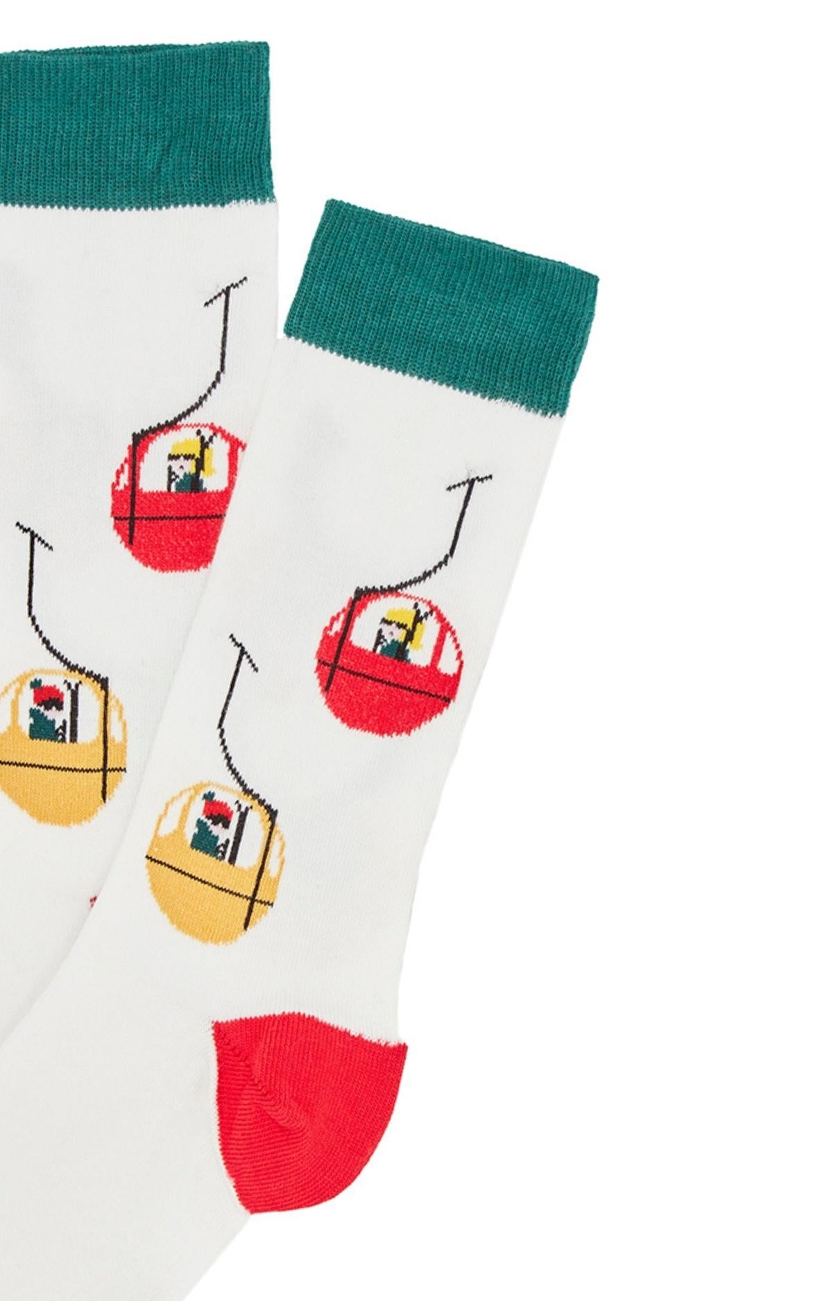 Chaussettes Homme Télécabine Blanc et Ivoire 4