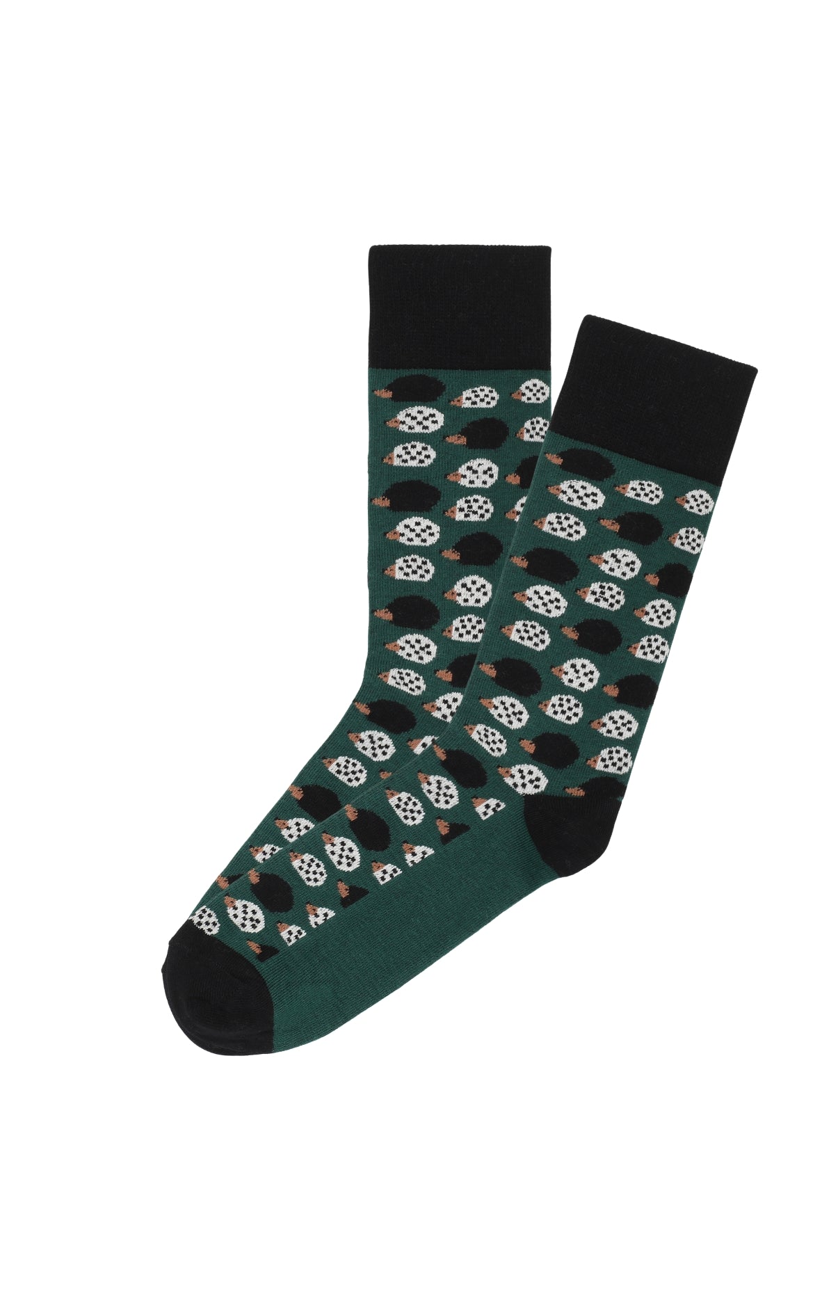 Chaussettes homme vert foncé hérissons 1