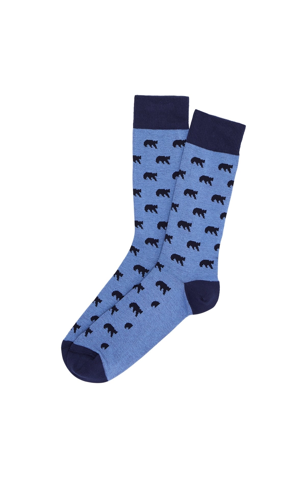 Chaussettes homme bleu petits motifs ours 1