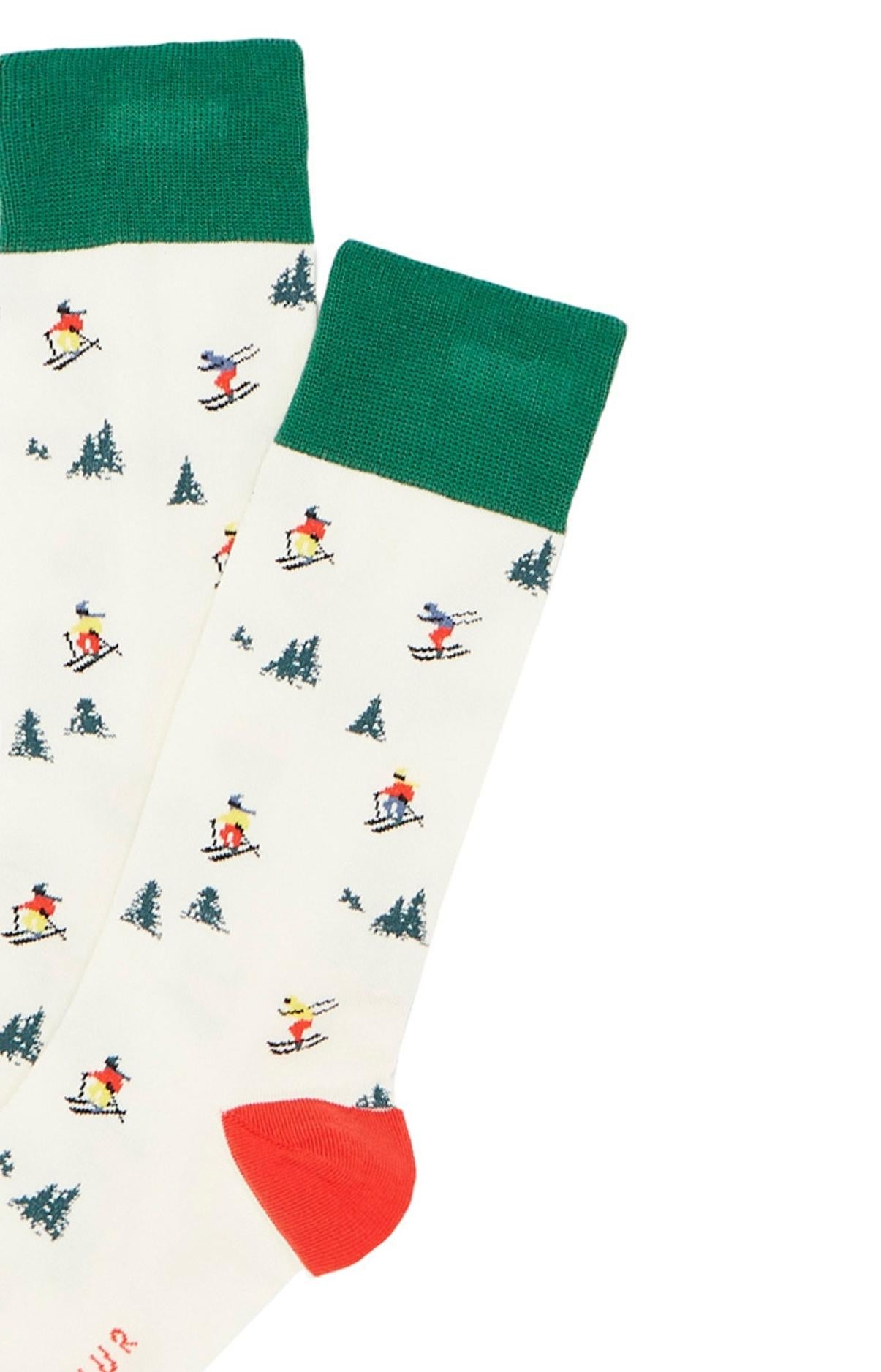Chaussettes Homme Skieurs Blanc et Ivoire 6