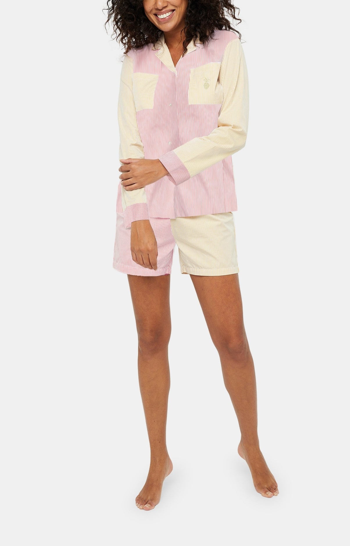 Pyjama court boutonné Femme Rayure Bigout Multicolore 1