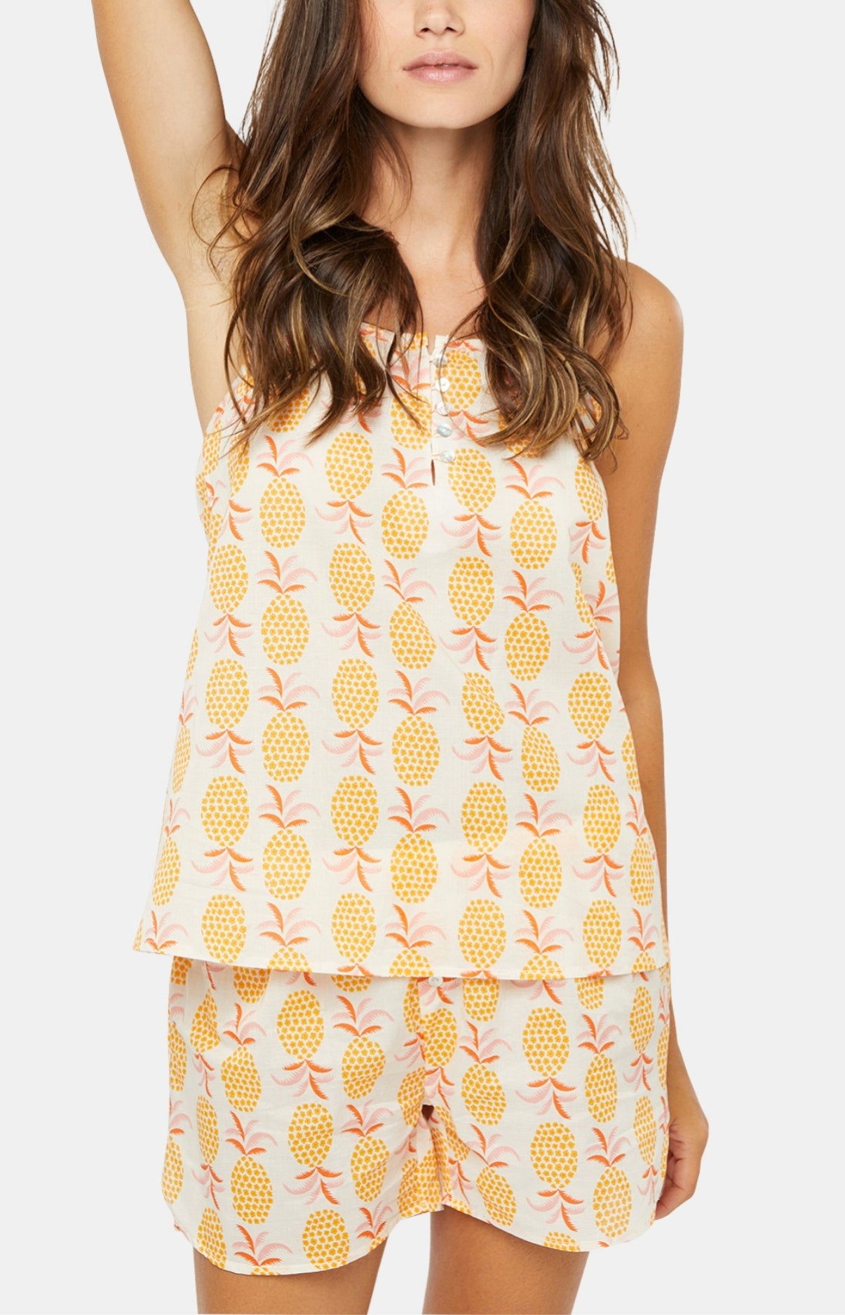 Caraco Femme Short Ananas Jaune 2