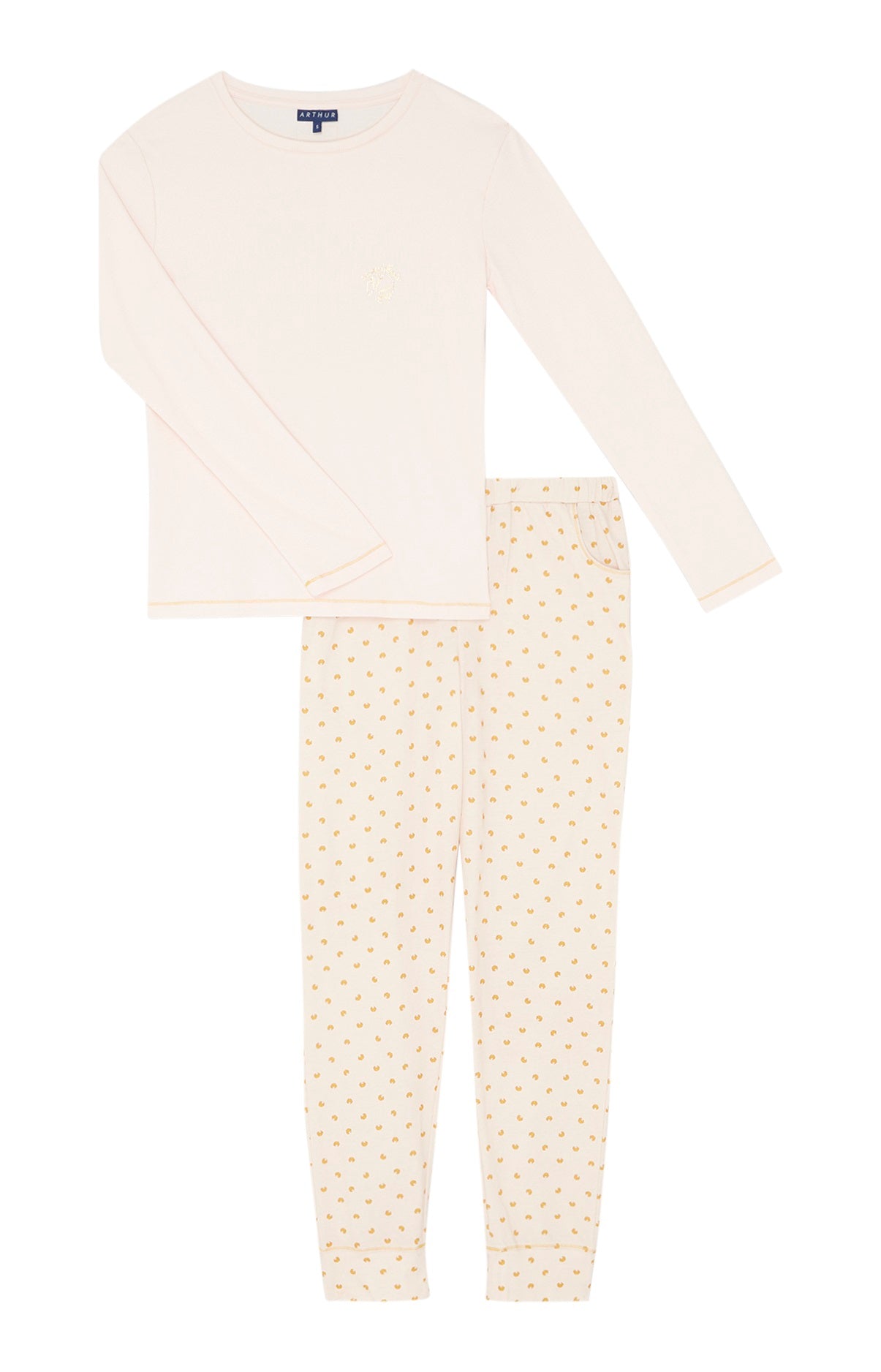 Pyjama long Femme Petit Croissant Rose 3