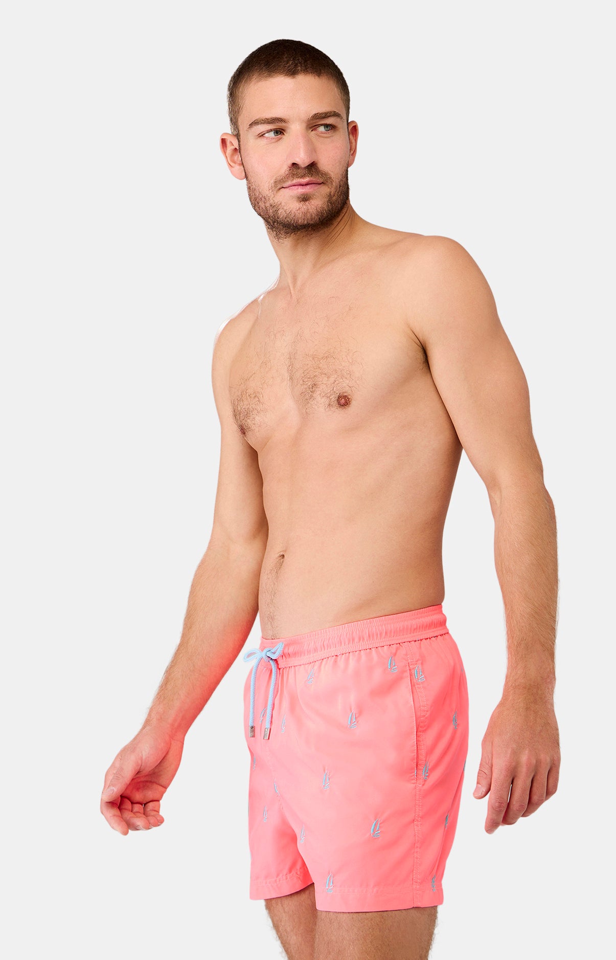 Short de bain Homme Bateau brodé Rose 4
