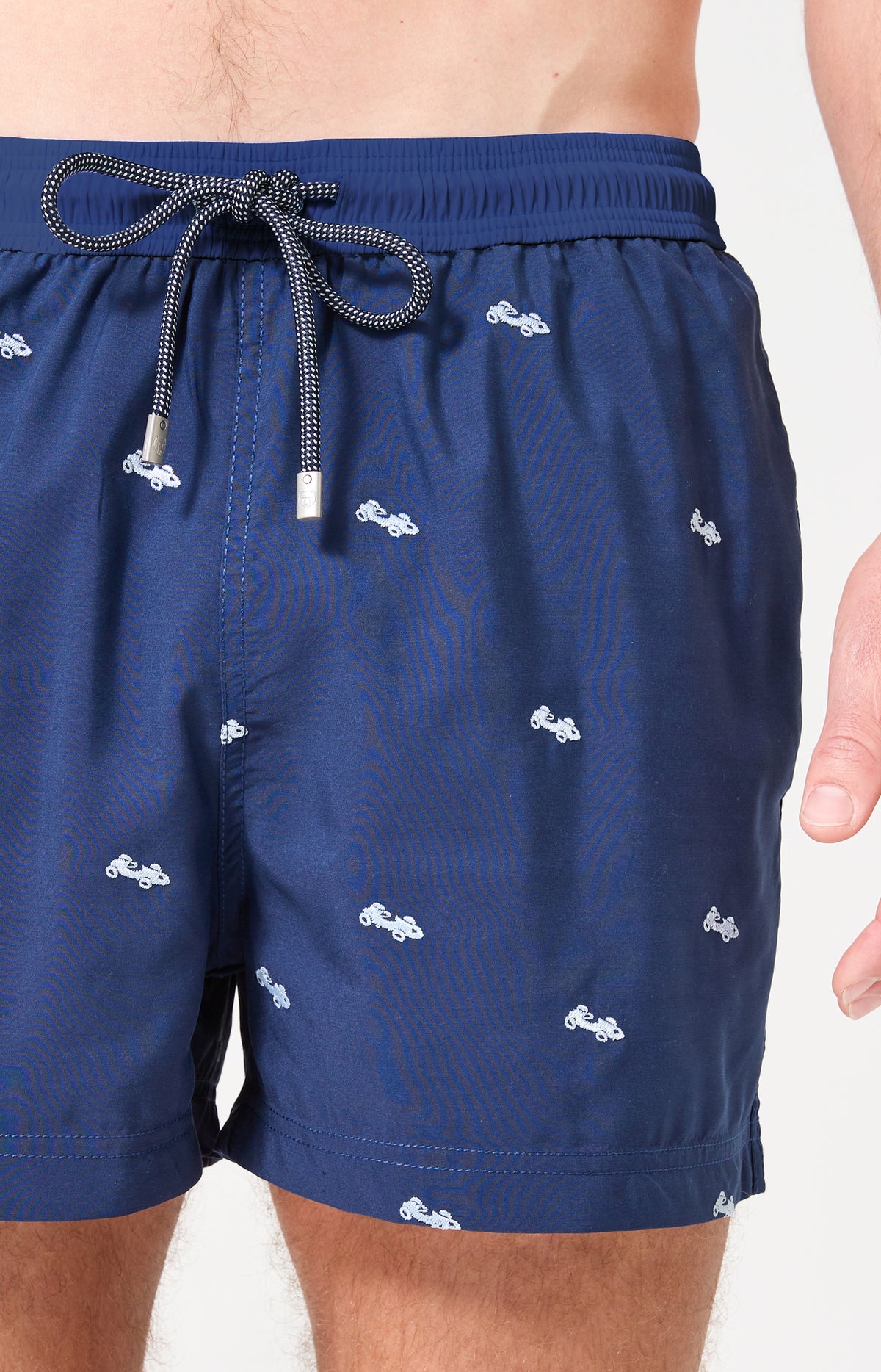 Short de bain homme Bolide Imprimé voiture formule 1 bleu et blanc 2