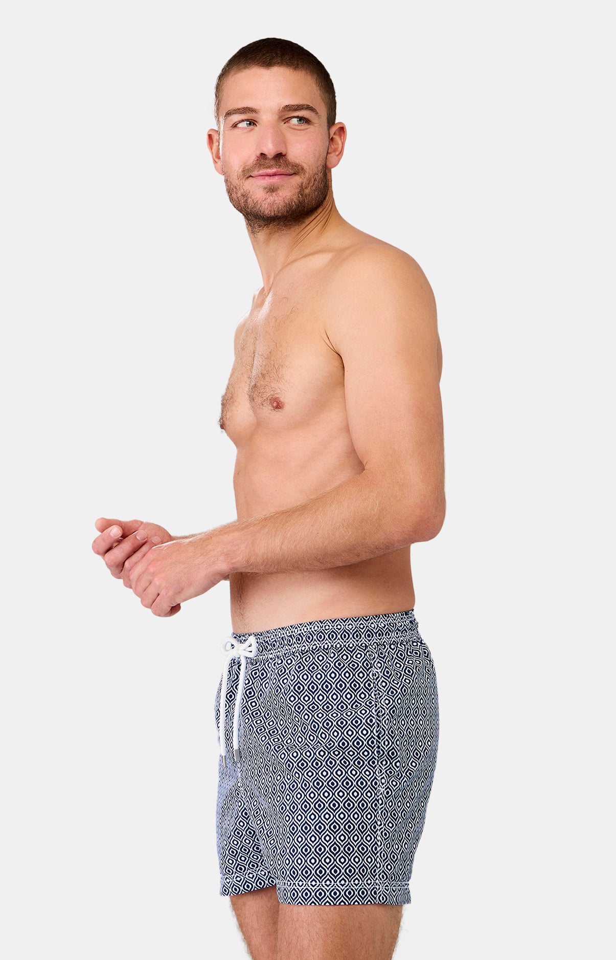 Short de bain Homme Miro Marine et Blanc 4