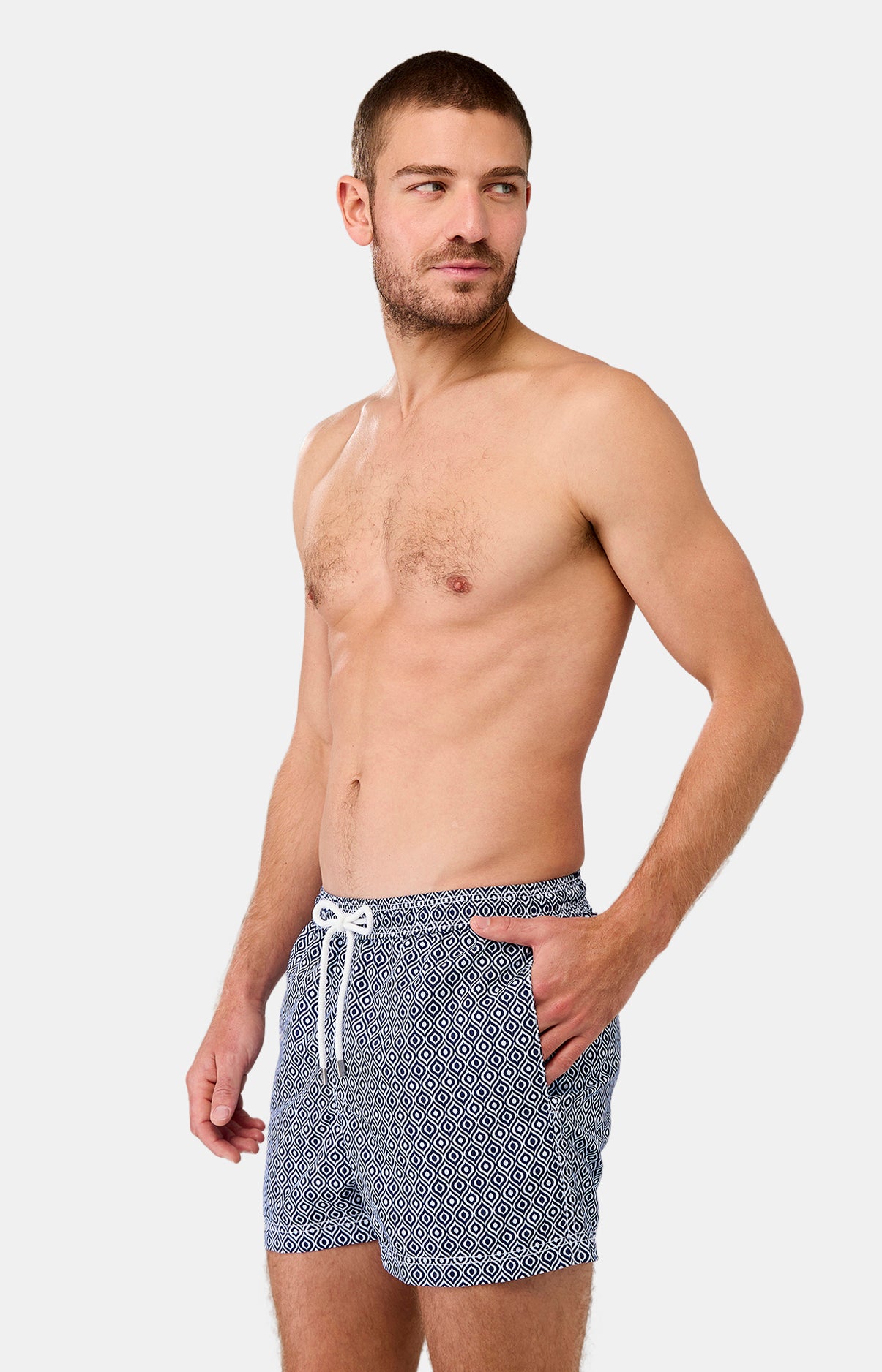 Short de bain Homme Miro Marine et Blanc 5