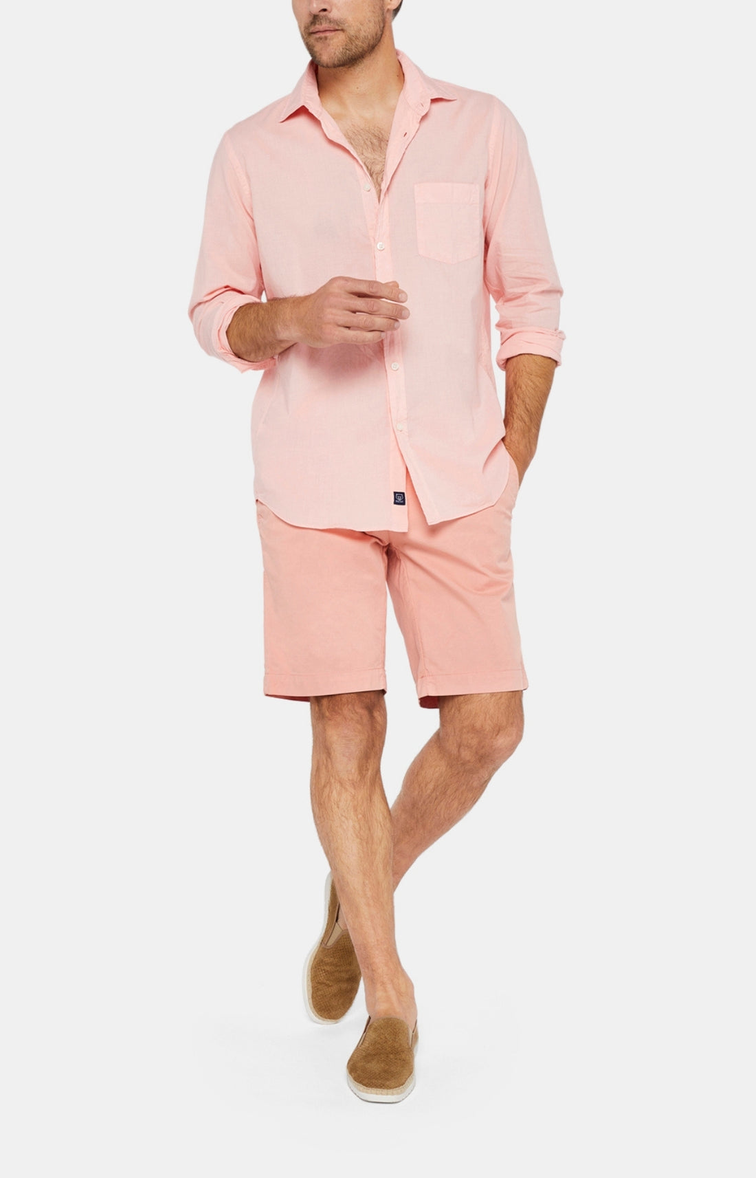 Chemise Homme manches longues Voile de coton Blanc et Ivoire 21