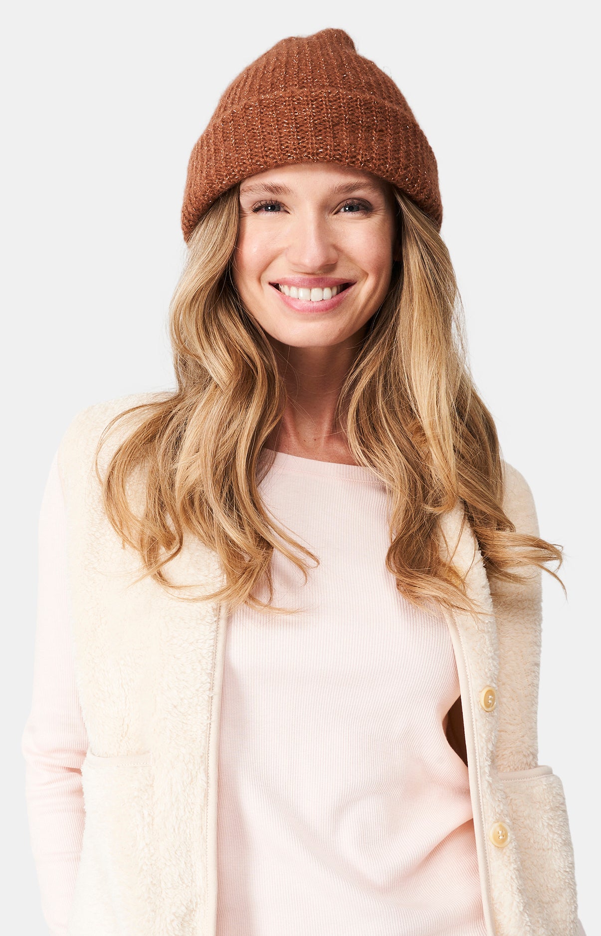 Bonnet Accessoire Alpaga paillette Homme Beige et Marron 1