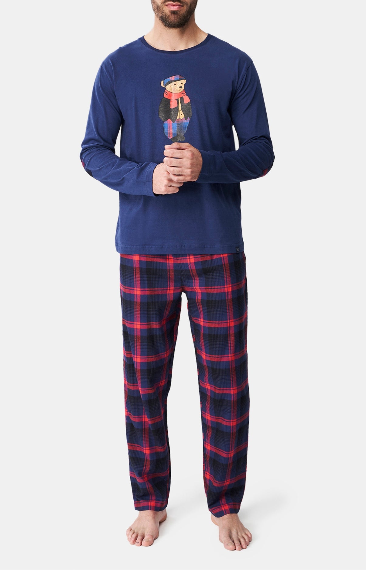 Pyjama long Femme Carreaux Yale Marine 1