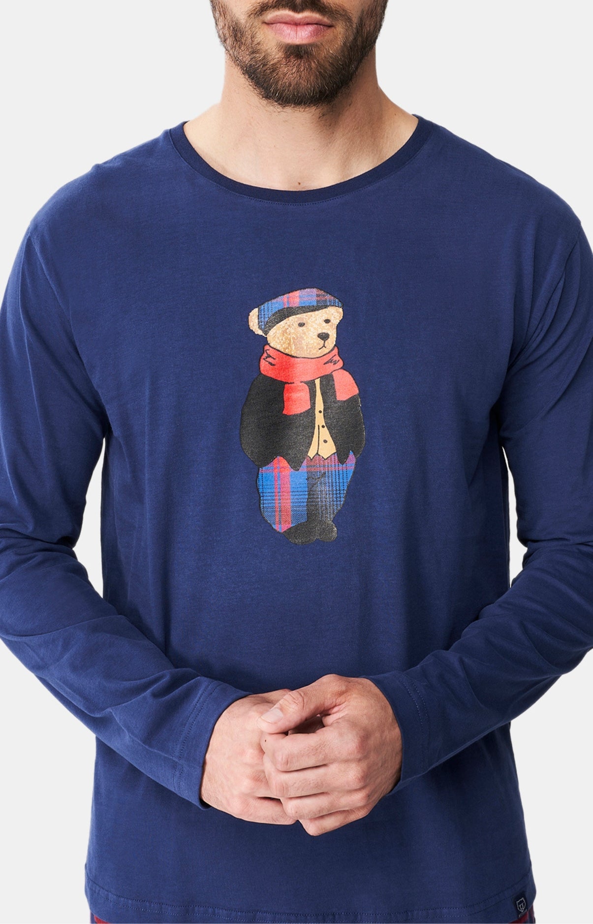 Pyjama long Femme Carreaux Yale Marine 2