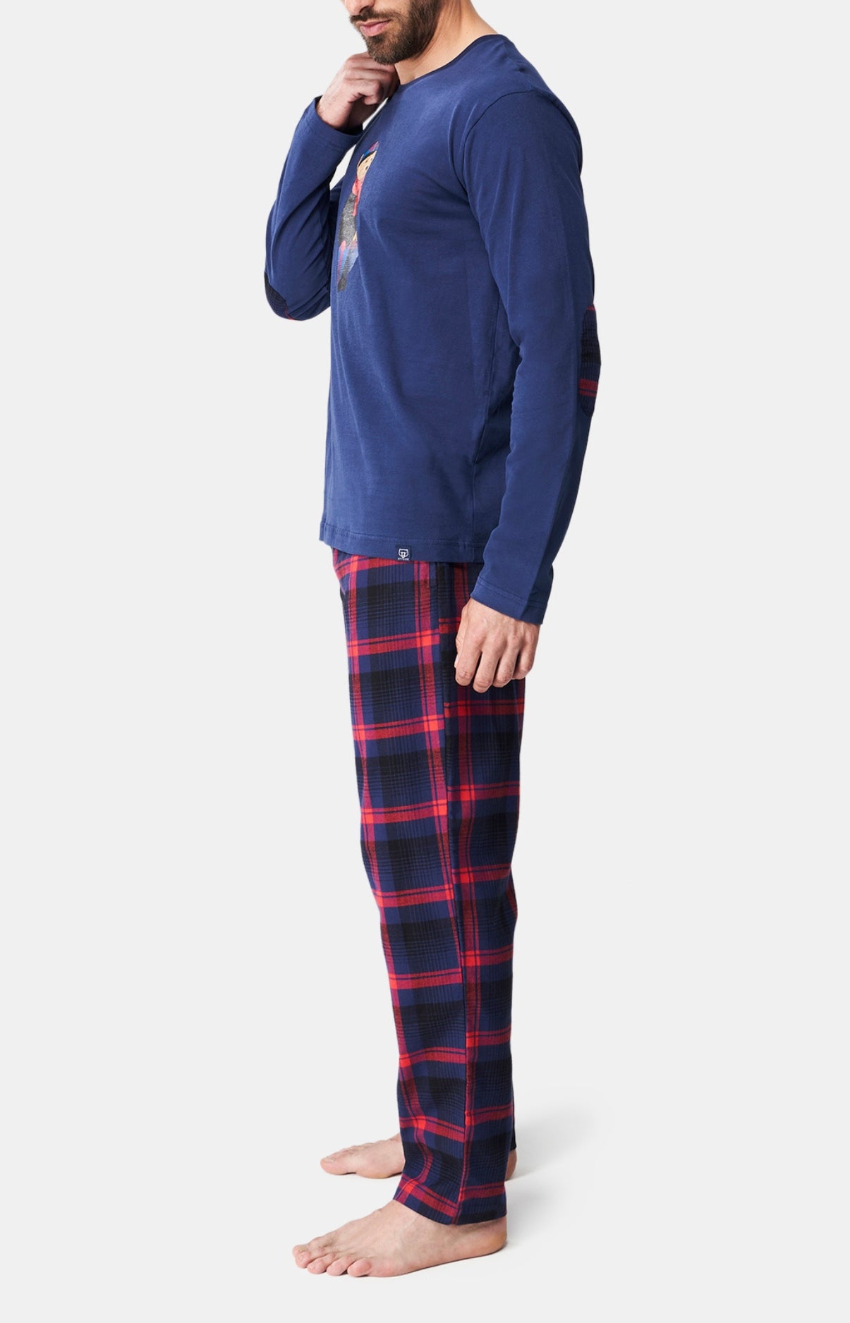 Pyjama long Femme Carreaux Yale Marine 4