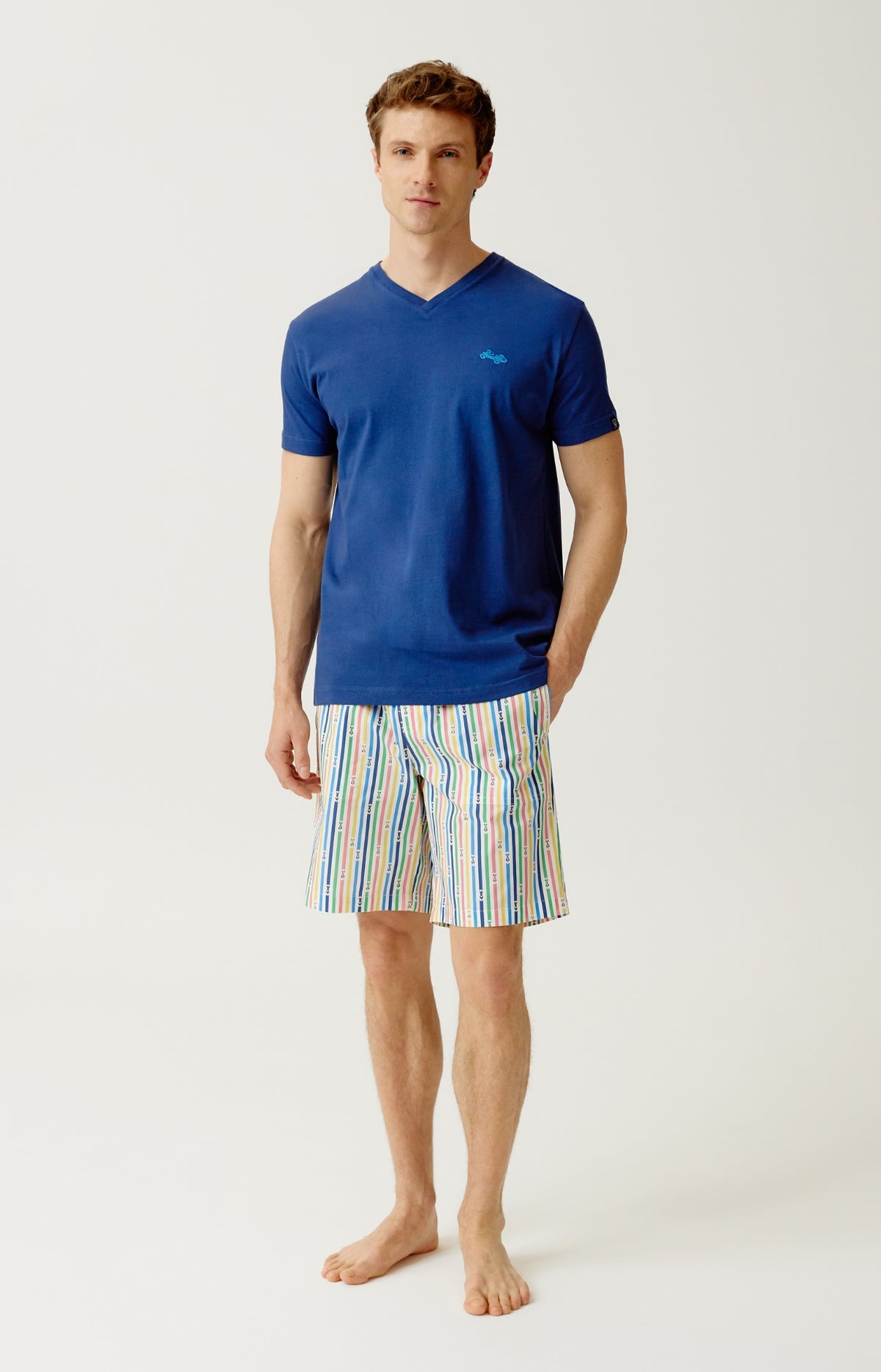 Pyjashort Homme marine et rayé 1