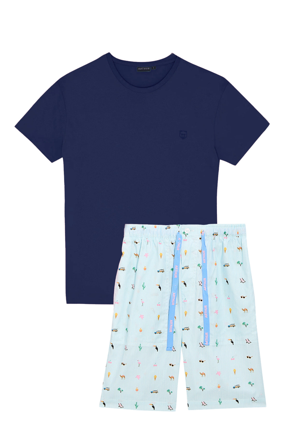 Pyjashort Homme Summer Rose et Bleu 3