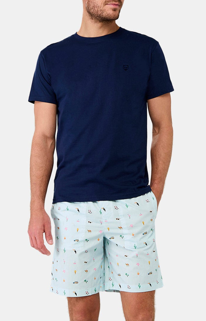 Pyjashort Homme Summer Rose et Bleu 1