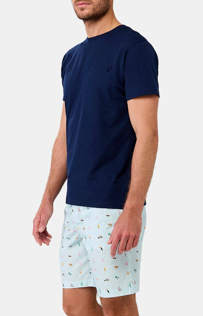 Pyjashort Homme Summer Rose et Bleu 2