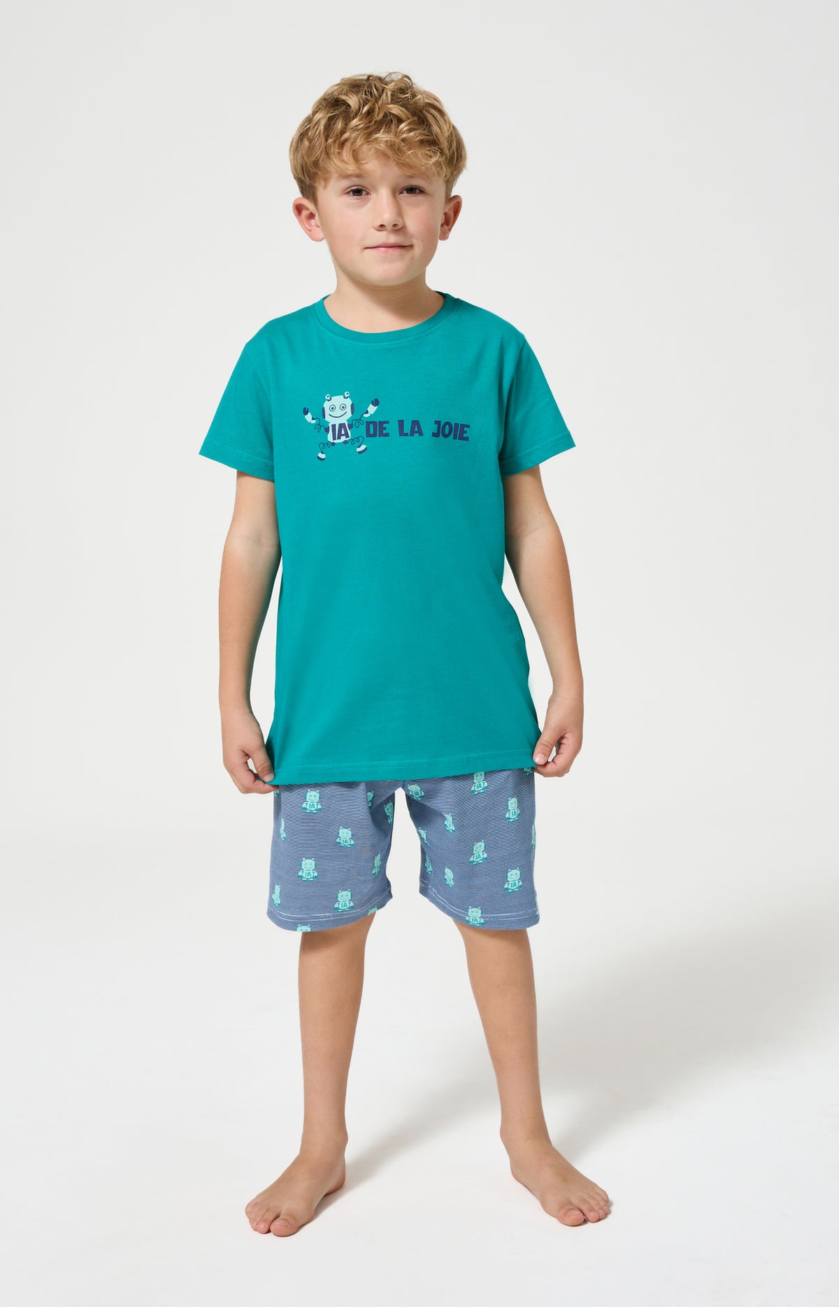 Pyjama Enfant IA de la joie Manches courtes Imprimé robots 1