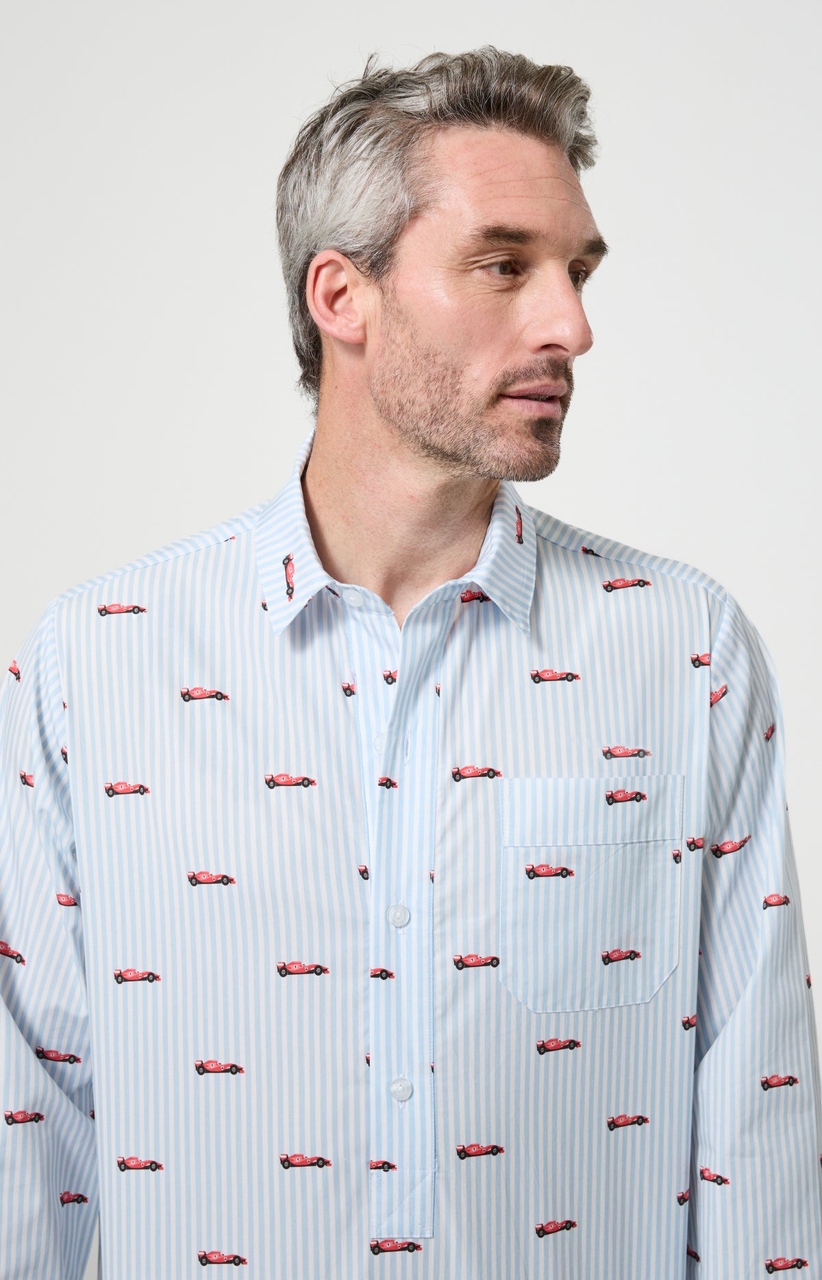 Chemise de nuit Homme Le Grand Prix du Sommeil Manches longues Imprimé voiture formule 1 2