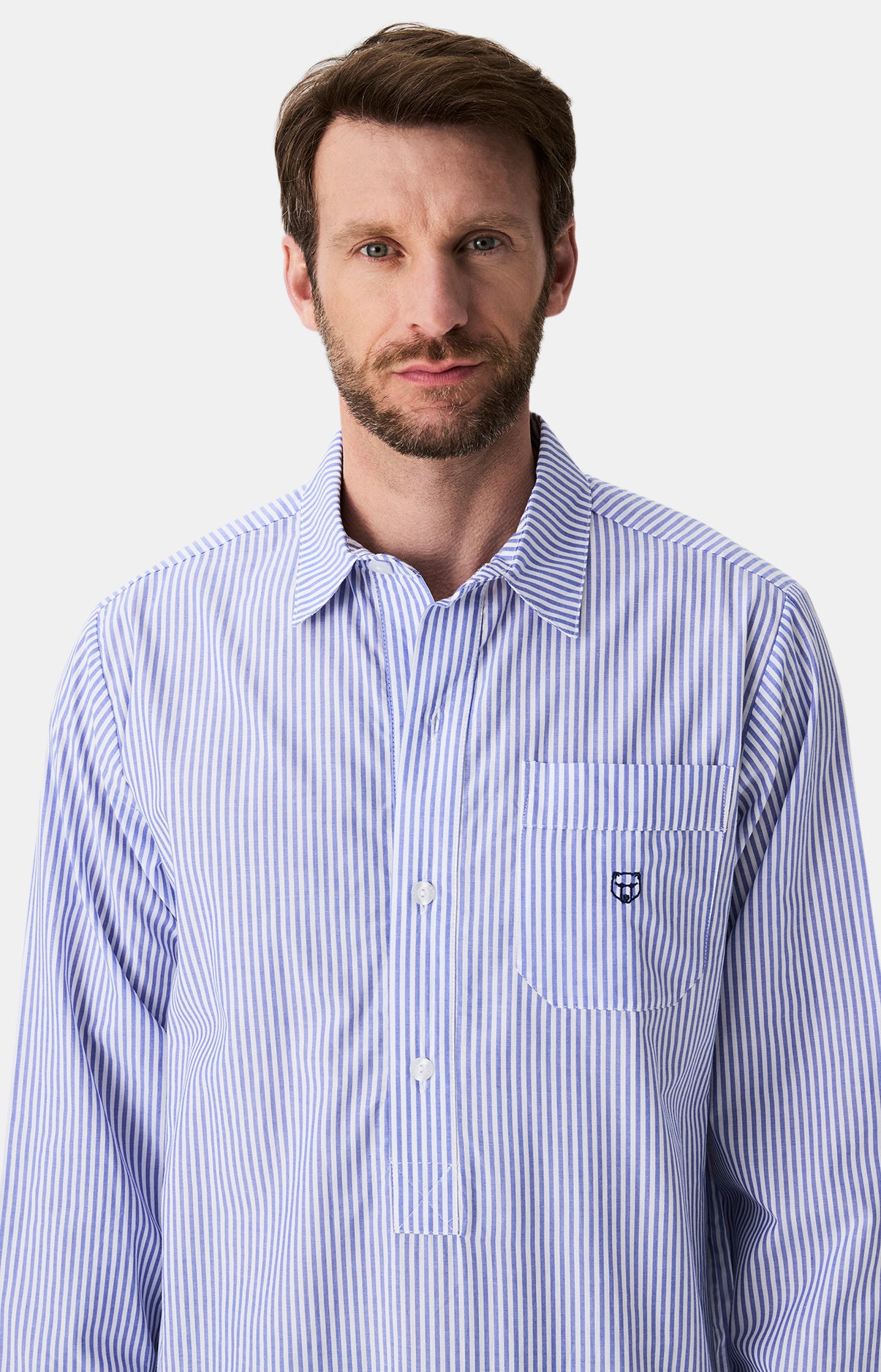 Chemise grand-père rayures Homme 2