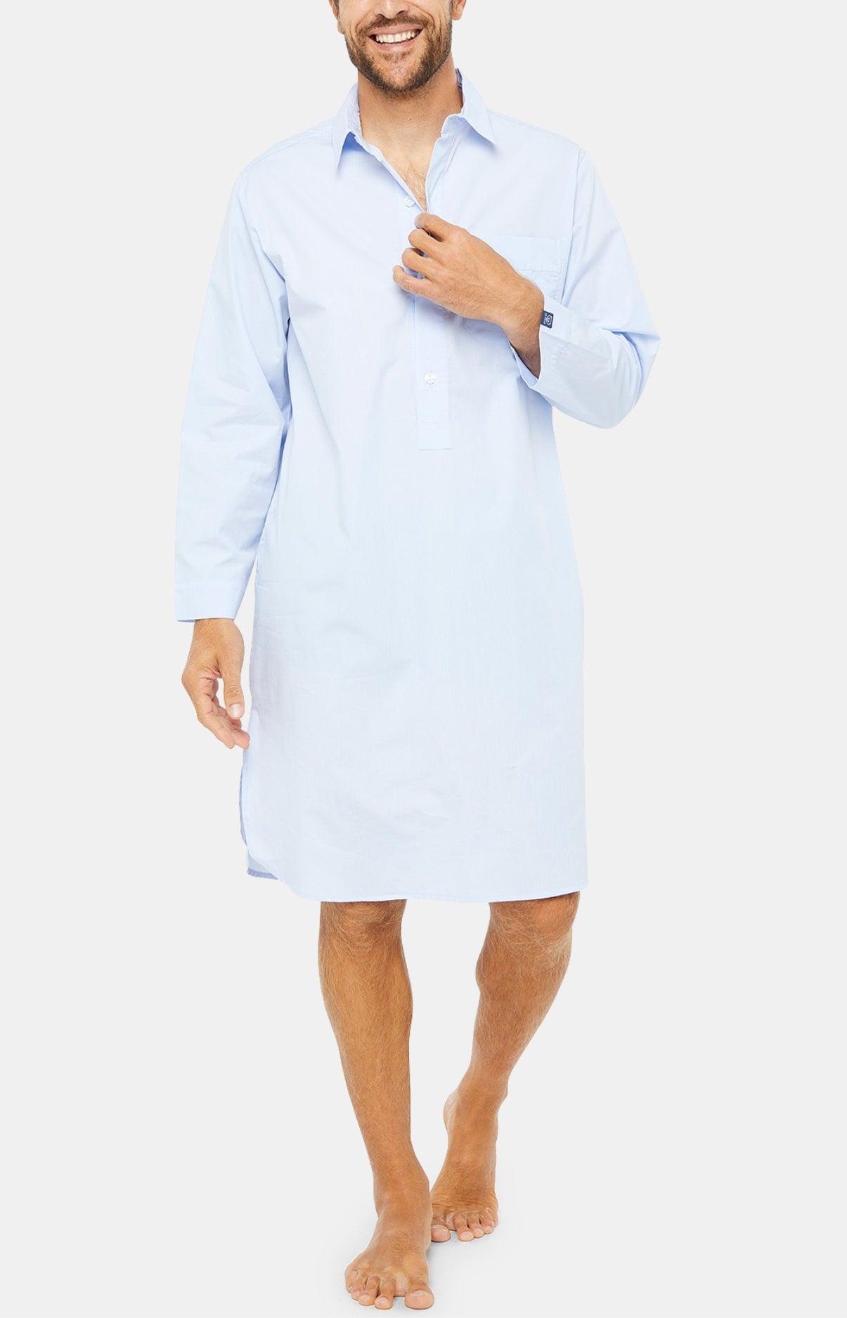 Chemise Grand-Père Homme Coton Bleu 1