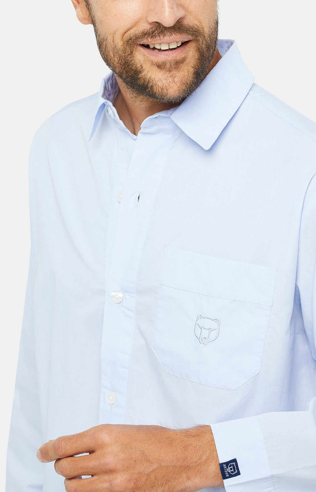 Chemise Grand-Père Homme Coton Bleu 2
