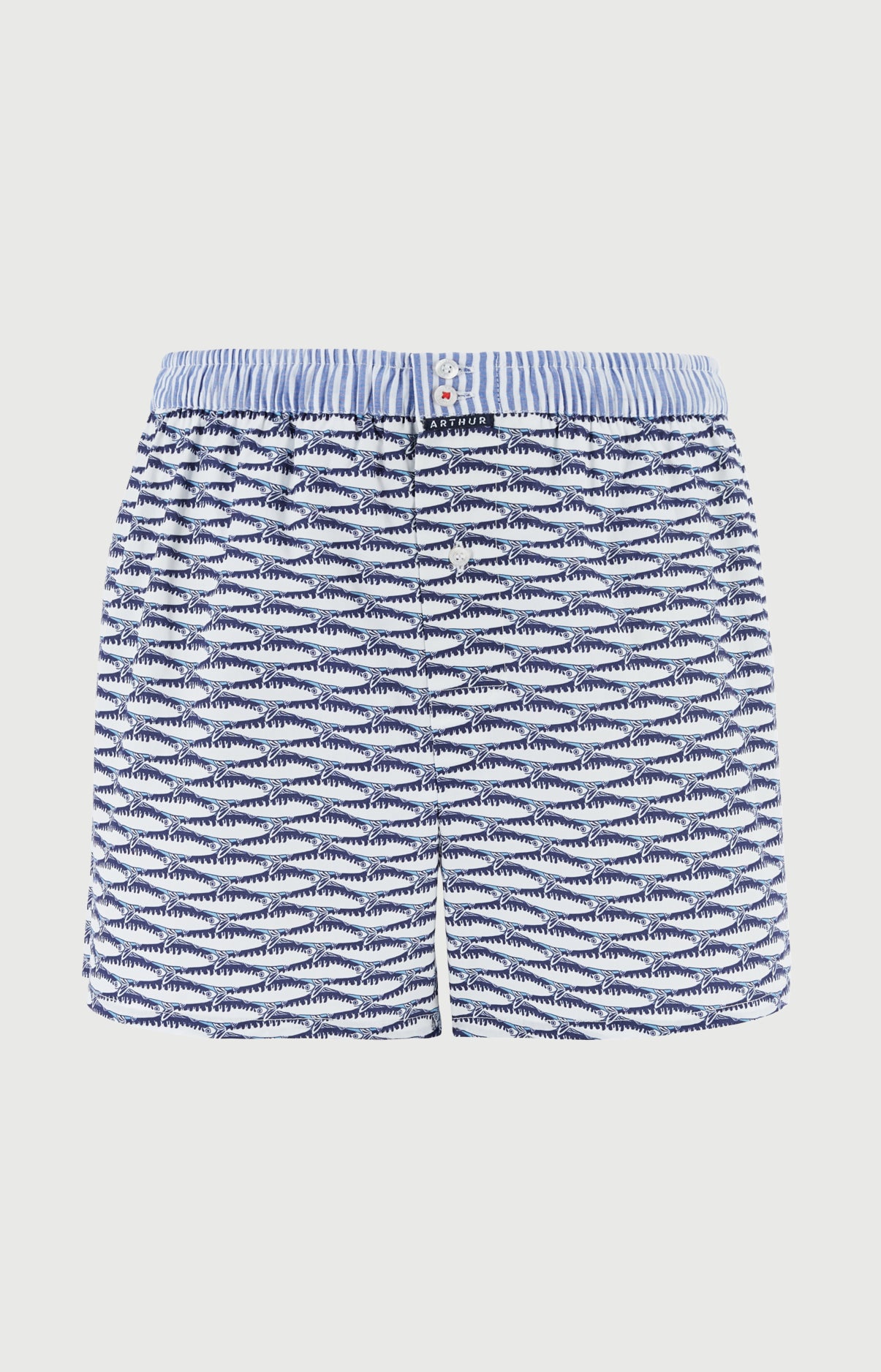 Caleçon avec suspensoir Le Club n°1207 Imprimé banc de sardines élastique rayé bleu et blanc 3