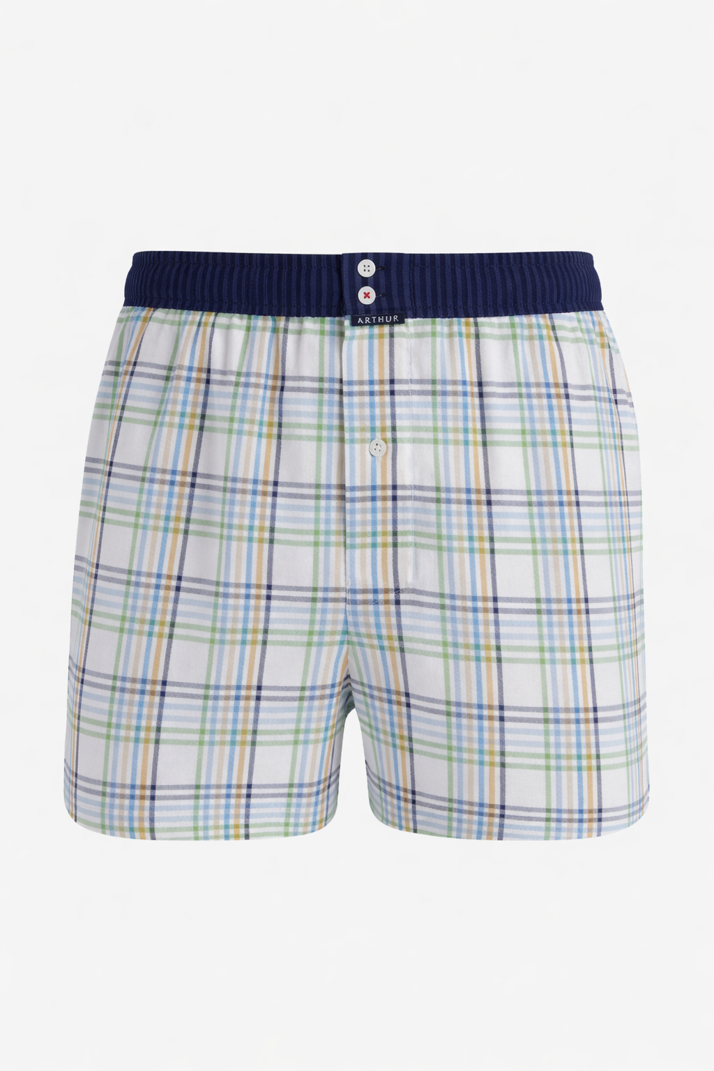 Caleçon avec suspensoir Le Club n°1213 Imprimé rayures multicolores élastique vichy bleu et blanc 3