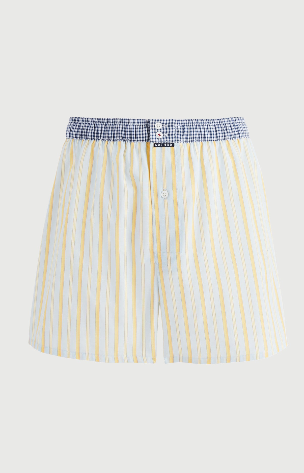 Caleçon avec suspensoir Le Club n°1218 Imprimé rayures multicolores élastique vichy bleu et blanc 3