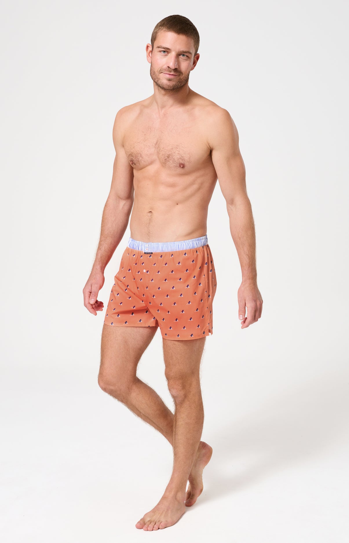 Caleçon avec suspensoir Le Club n°1220 Imprimé tête de requin bleu élastique rayé bleu et blanc 4