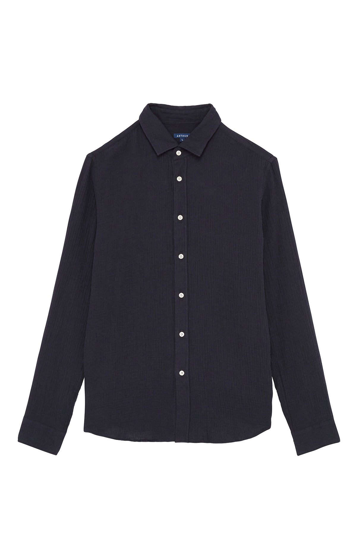 Chemise Homme manches longues Gaze de coton Marine 3